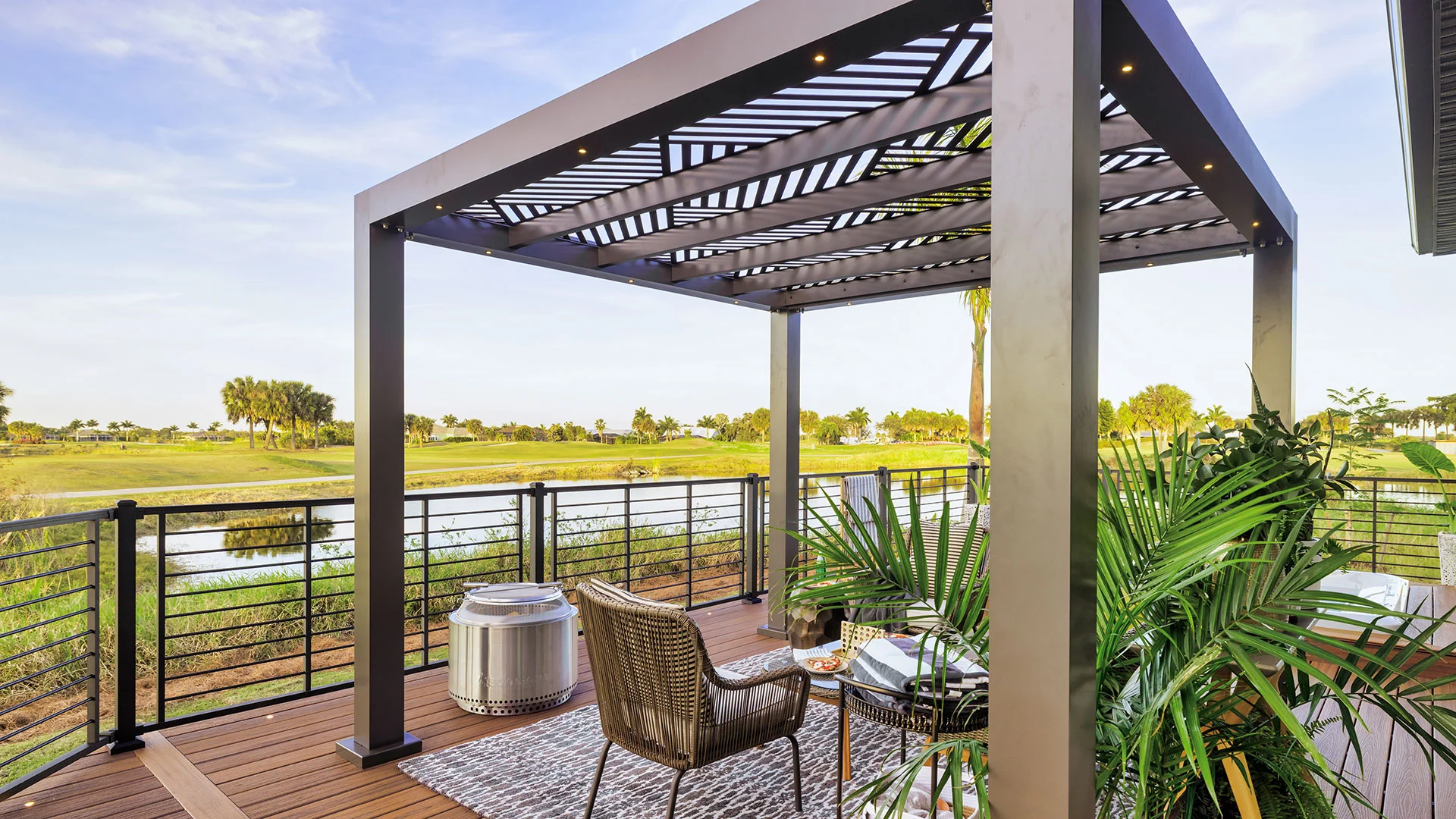 Trex Pergola Shadow aluminum pergola with shade panels - HGTV Dream Home